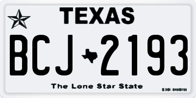TX license plate BCJ2193
