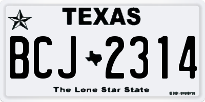 TX license plate BCJ2314