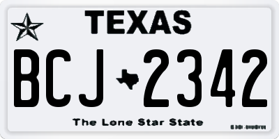 TX license plate BCJ2342