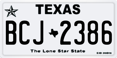 TX license plate BCJ2386