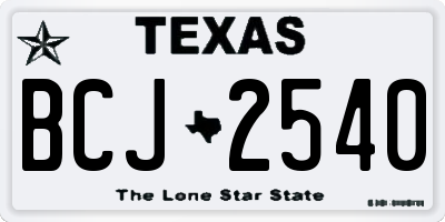 TX license plate BCJ2540