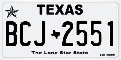 TX license plate BCJ2551