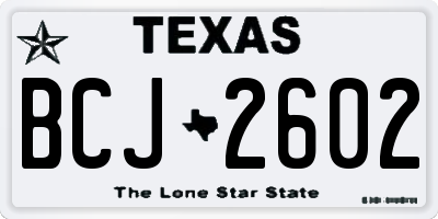 TX license plate BCJ2602