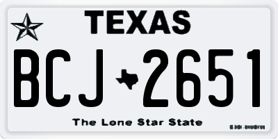TX license plate BCJ2651