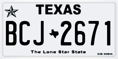 TX license plate BCJ2671