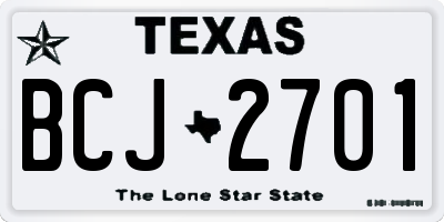 TX license plate BCJ2701
