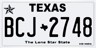 TX license plate BCJ2748