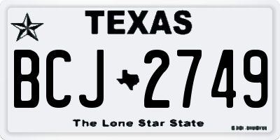 TX license plate BCJ2749