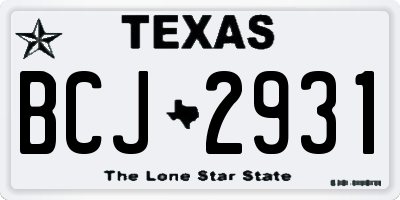 TX license plate BCJ2931