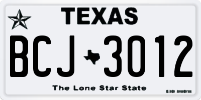 TX license plate BCJ3012