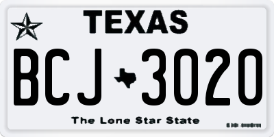 TX license plate BCJ3020