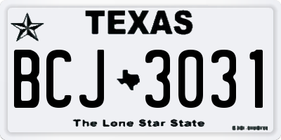 TX license plate BCJ3031