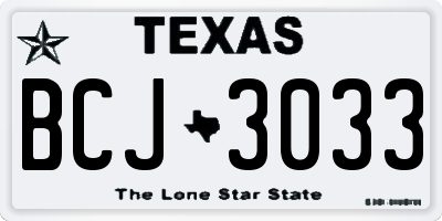 TX license plate BCJ3033