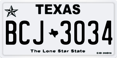 TX license plate BCJ3034