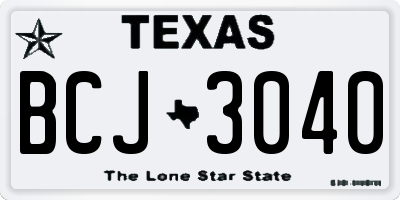 TX license plate BCJ3040