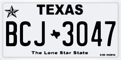 TX license plate BCJ3047