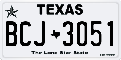 TX license plate BCJ3051
