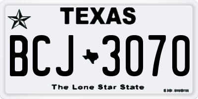 TX license plate BCJ3070