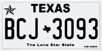 TX license plate BCJ3093