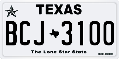 TX license plate BCJ3100