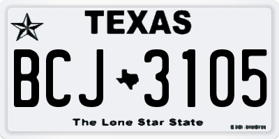 TX license plate BCJ3105