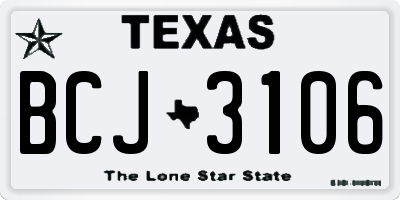 TX license plate BCJ3106