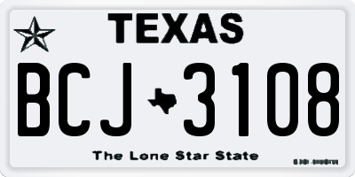 TX license plate BCJ3108