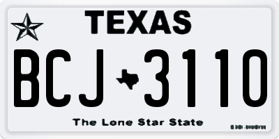 TX license plate BCJ3110