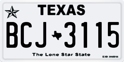 TX license plate BCJ3115