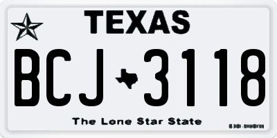 TX license plate BCJ3118