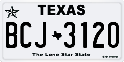 TX license plate BCJ3120
