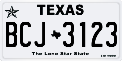 TX license plate BCJ3123