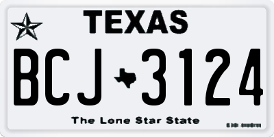 TX license plate BCJ3124