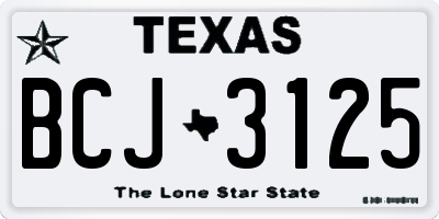 TX license plate BCJ3125