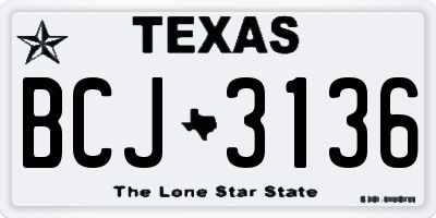 TX license plate BCJ3136