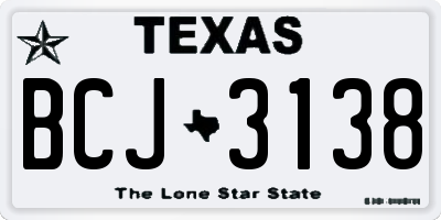 TX license plate BCJ3138