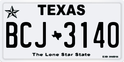 TX license plate BCJ3140