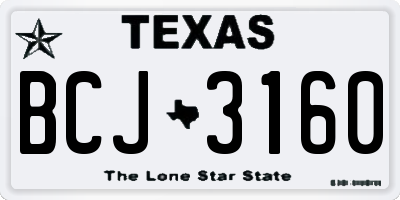 TX license plate BCJ3160