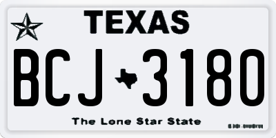 TX license plate BCJ3180