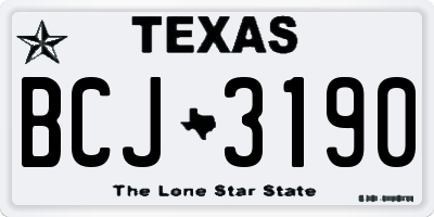 TX license plate BCJ3190