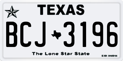 TX license plate BCJ3196