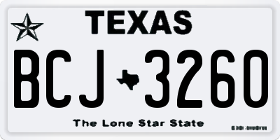 TX license plate BCJ3260
