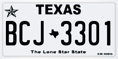 TX license plate BCJ3301