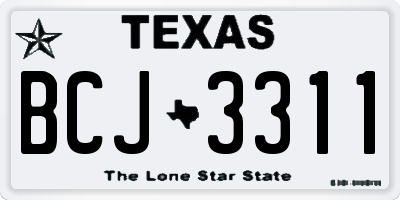 TX license plate BCJ3311