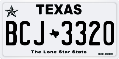 TX license plate BCJ3320