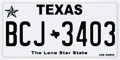 TX license plate BCJ3403