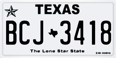 TX license plate BCJ3418