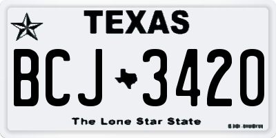 TX license plate BCJ3420