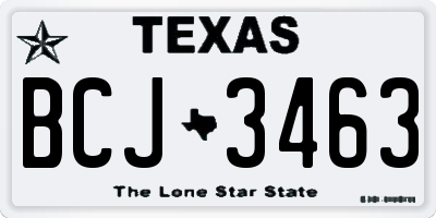 TX license plate BCJ3463