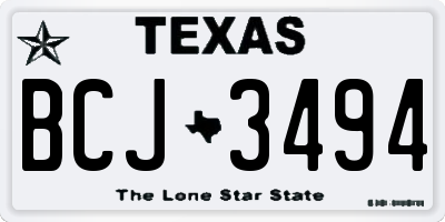 TX license plate BCJ3494